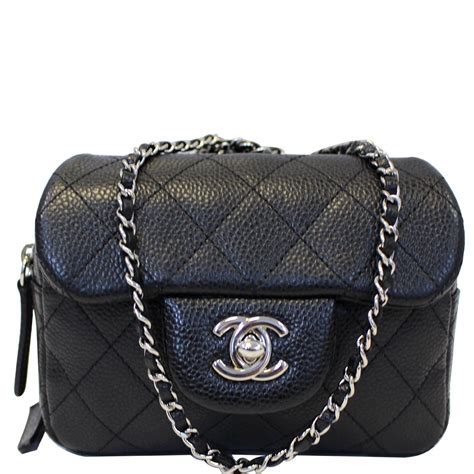 Chanel Lambskin Quilted Mini Graphic Flap Bag Black